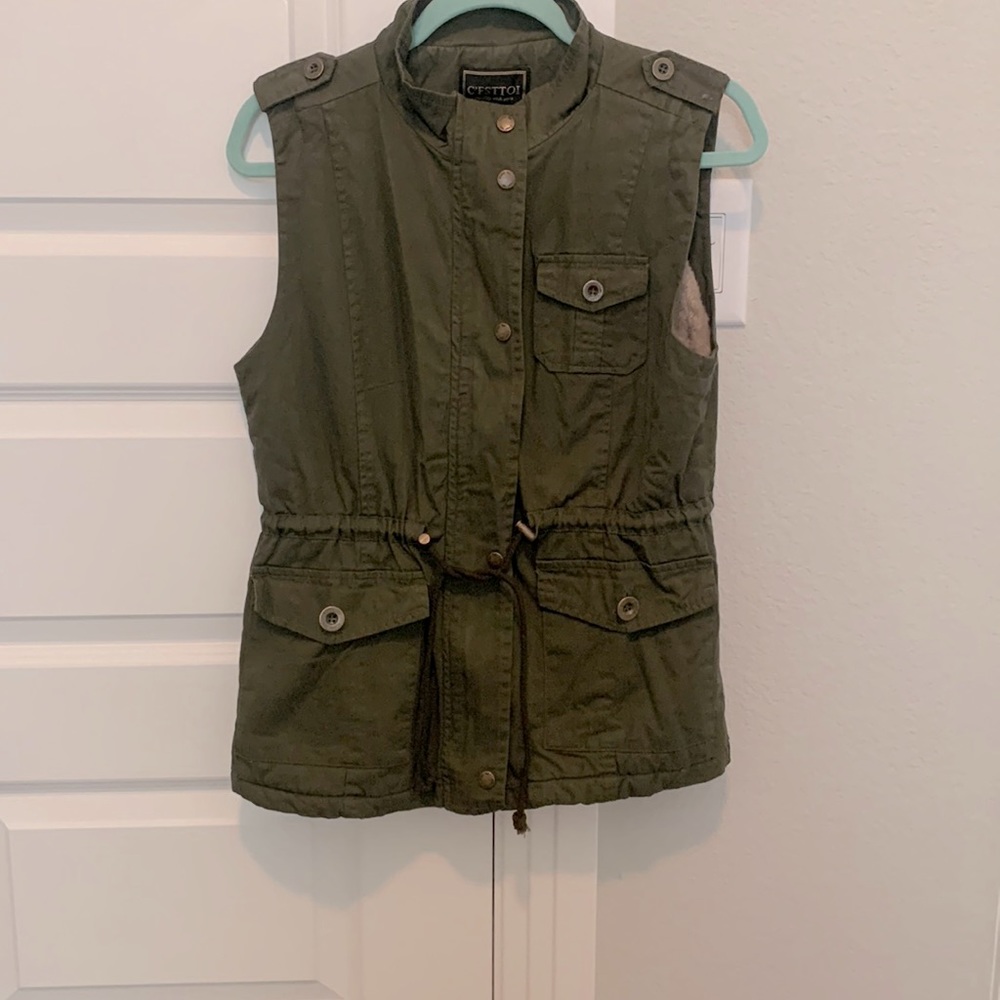 Military Style Faux Fur Lined Vest